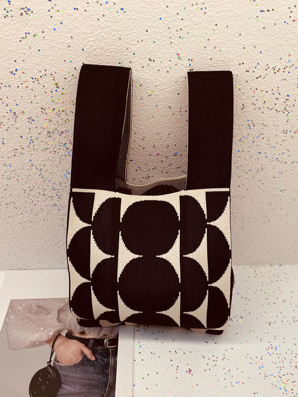 xakxx Contrast Color Polka-Dot Bags Accessories Woven Handbag