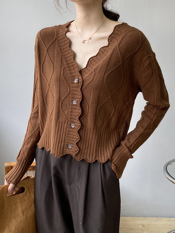 xakxx Original Stylish Casual 7 Colors Buttoned Jacquard V-Neck Sleeveless Cardigan Top