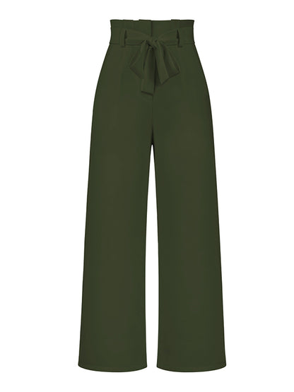 xakxx Simple Loose Wide Leg Solid Color Casual Pants Bottoms
