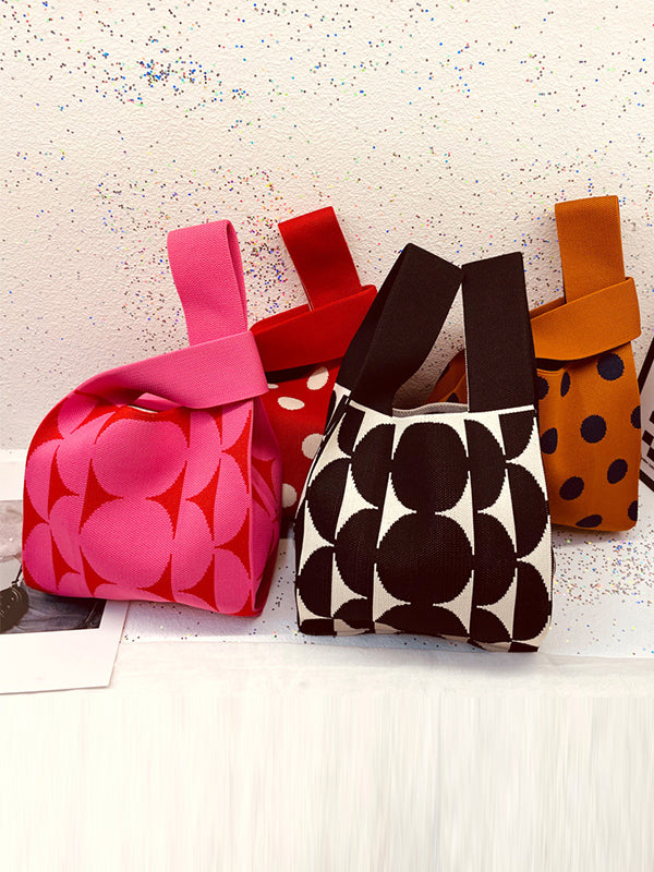 xakxx Contrast Color Polka-Dot Bags Accessories Woven Handbag