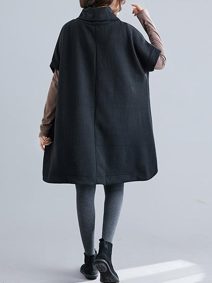 xakxx Casual Loose Short Sleeves Turtleneck Sweater Dress