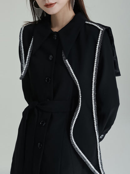 xakxx A-Line High Waisted Asymmetric Buttoned Lapel Mini Dresses