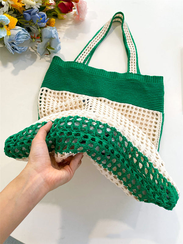 xakxx Beach Contrast Color Hollow Bags Accessories