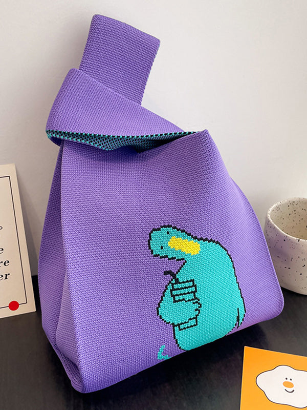 xakxx Cartoon Printed Bags Accessories Woven Handbag