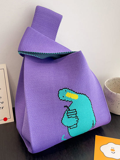 xakxx Cartoon Printed Bags Accessories Woven Handbag