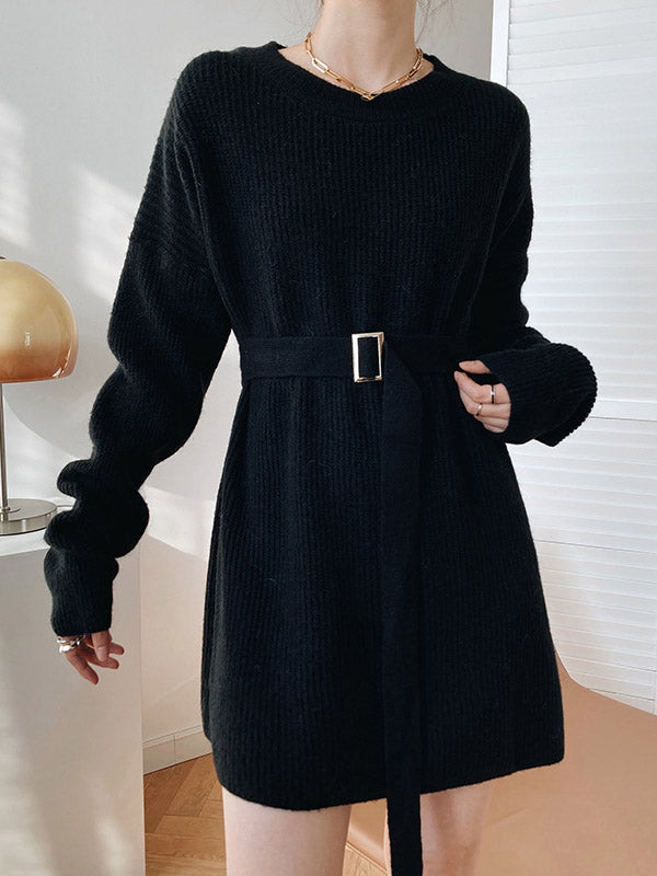 xakxx Loose Lace-Up Knitting Dress