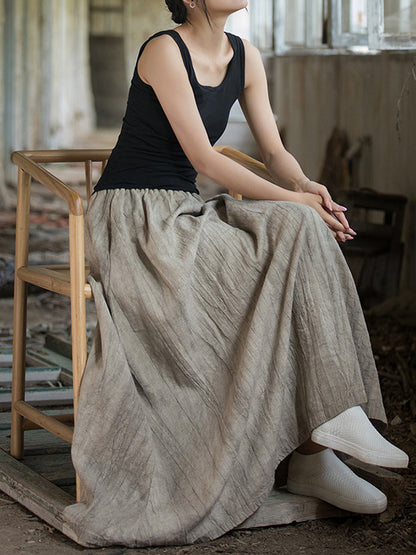 xakxx Loose Elasticity Pockets Tie-Dyed Skirts Bottoms