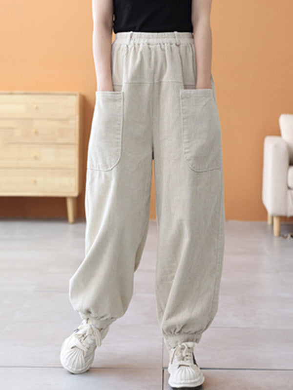 xakxx Loose Elasticity Solid Color Casual Flared Pants Bottoms