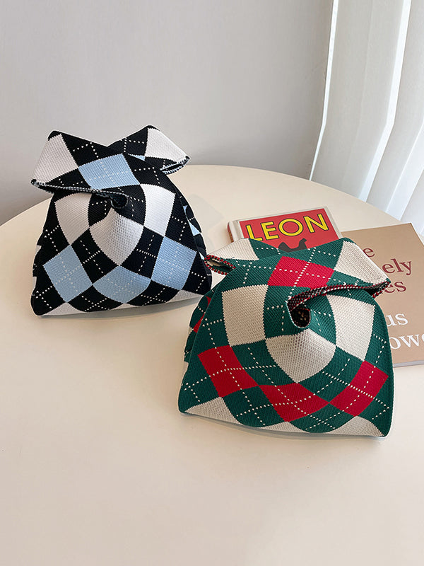 xakxx Urban Checkerboard Contrast Color Color-Block Bags Accessories Handbags