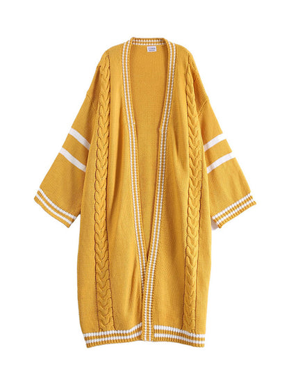 xakxx Urban Loose Contrast Color Striped Cardigan Coat