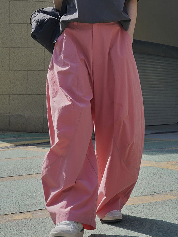 xakxx Loose Wide Leg Solid Color Split-Joint Casual Pants Bottoms Trousers