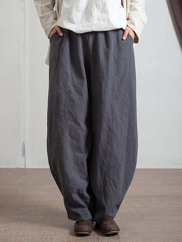 xakxx Simple High Waisted Solid Color Wide Leg Pants