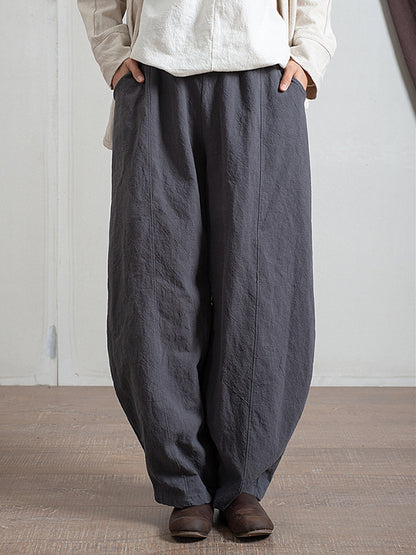 xakxx Simple High Waisted Solid Color Wide Leg Pants
