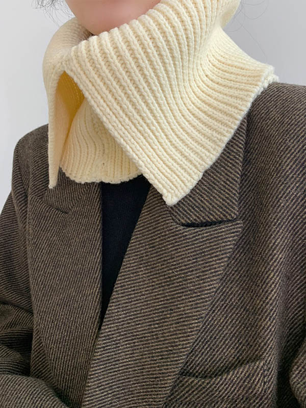 xakxx 3 Colors Simple High-Neck Asymmetric Knitted Scarf