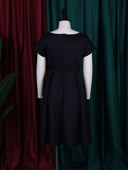 xakxx Bowknot Lace-Up Solid Color V-Neck Midi Dresses