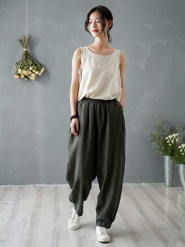 xakxx Loose Solid Color Casual Pants