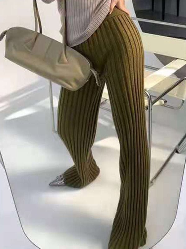 xakxx Casual Loose 6 Colors Knitting Wide Leg Pants
