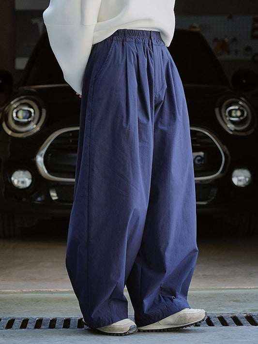xakxx High Waisted Loose Solid Color Casual Pants Bottoms