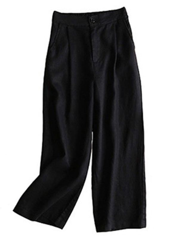 xakxx 5 Colors Line Loose Casual Plus Size Wide-Leg Pants