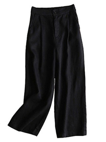 xakxx 5 Colors Line Loose Casual Plus Size Wide-Leg Pants