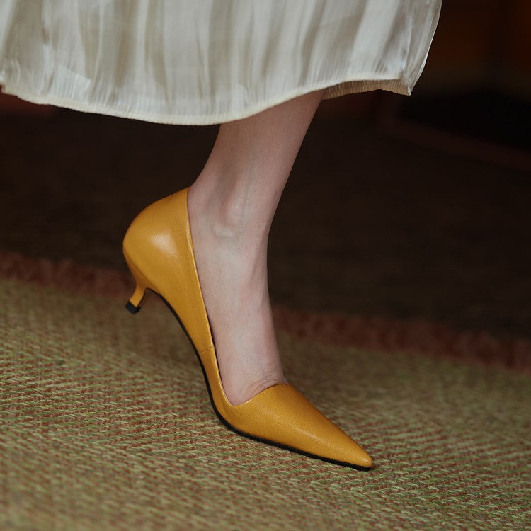 xakxx Fall Outfit Low Heel Shoes For Women Summer Leather Slip-On Office Dress Shoes Pointed Toe Female Wedding Bridal Shoes Ladies Pumps
