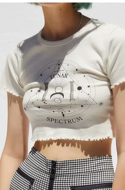 xakxx Cropped T-Shirts Girl High Quality Soft Cotton Fabric Summer Women Navy Blue Top Elastic Tees Easy Fit