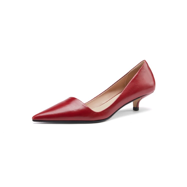 xakxx Fall Outfit Low Heel Shoes For Women Summer Leather Slip-On Office Dress Shoes Pointed Toe Female Wedding Bridal Shoes Ladies Pumps