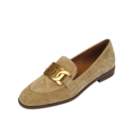 xakxx New Spring/Autumn Fashion Camel Buckle Casual Kid Suede Women Loafers Solid British Style Low Heel Pumps Slip-On Shoes For Women