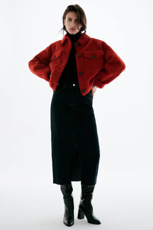 xakxx Winter New Henin Fur Coat Sheepsheared Grain Coat Women's Short Lamb Loose European Station Wool Coat Thick Jacket