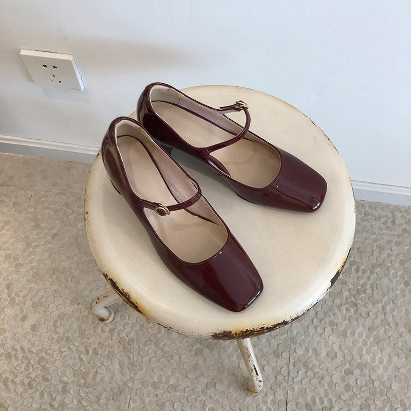 xakxx Fashion Women's Shoes Mary Jane Style Ladies Shoes Low Heel Shallow Mouth Round Toe Solid Color Women's Shoes Party Shoes