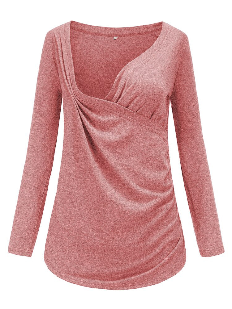 Breastfeeding Clothes Long Sleeve Pregnant Tops Maternity  Womens Clothing Pregnancy Shirts Casual Breastfeed Blouses