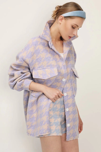 xakxx Plaid Jacket Women Coat Autumn Winter Vintage Stylish Pockets Oversized Jacket Female Coat Casual Warm Chic Tops