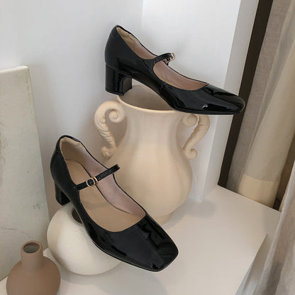 xakxx Fashion Women's Shoes Mary Jane Style Ladies Shoes Low Heel Shallow Mouth Round Toe Solid Color Women's Shoes Party Shoes