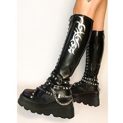 xakxx Halloween Brand Design  Big Sizes 43 Platform High Heels Cosplay Fashionable Autumn Winter Wedges Shoes Ankle Boots Women