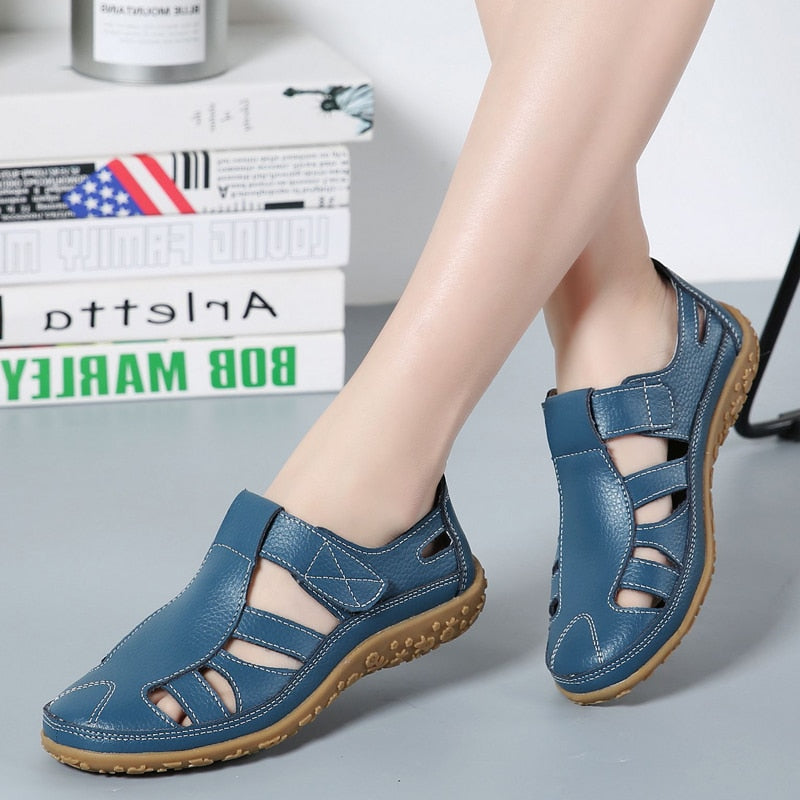 xakxx  Women Sandals Summer Ladies Girls Comfortable Ankle Hollow Round Toe Sandals Woman Soft Beach Sole Female Shoes Plus Size