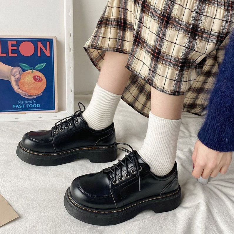 xakxx Japanese School Uniform Shoes Jk Student Shoes Girls Women Kawaii Lolita Soft Girl Round Toe Lolita Platform Mary Jane Shoes