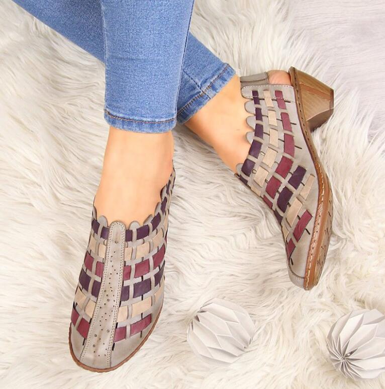 xakxx New Women Sandals Summer Fashion Stitching Ladies Heel Shoes Female Casual Sandalias Mujer Size 34-43