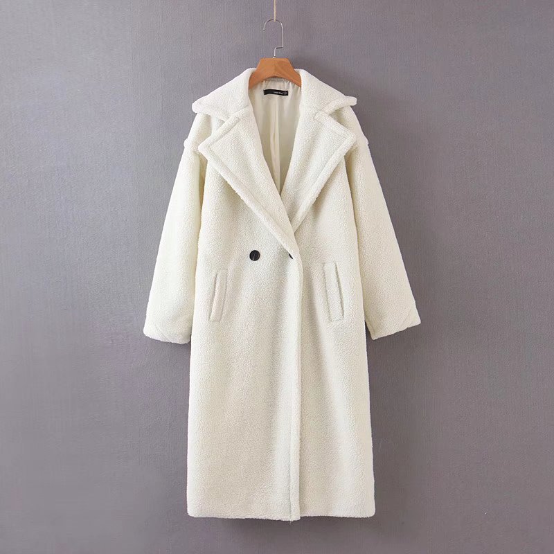 xakxx Autumn Winter Women's Loose Jackets Lamb Wool Oversize Coats Round Neck Outwear Female Coats Long Sleeve Cotton Clothing