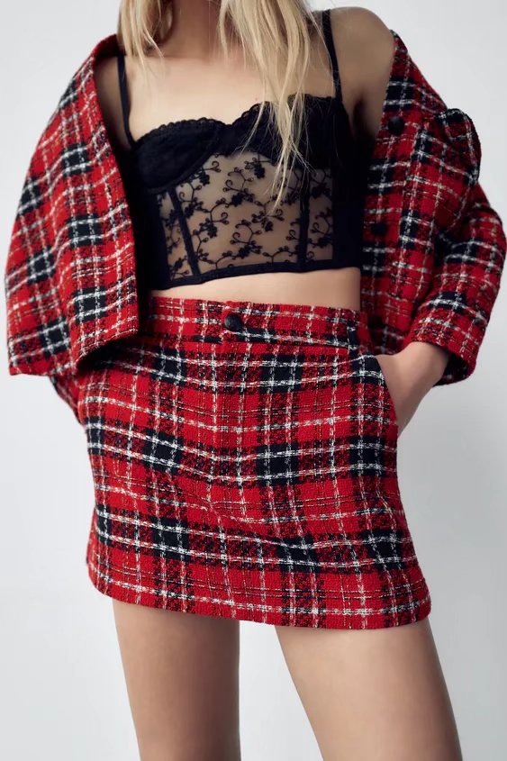 xakxx Autumn And Winter New Plaid Red Jacket Women's Long Sleeve Korean Loose Fashion Coat Patchwork Blazer Coats