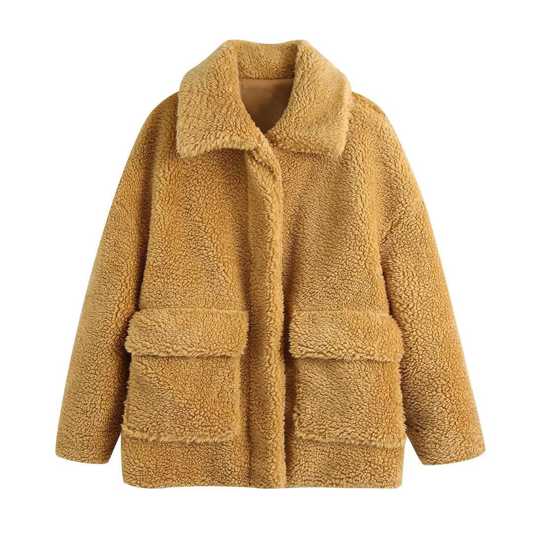 xakxx Winter Thicken Warm Jacket Coat Women Casual Fashion Lamb Faux Fur Overcoat Fluffy Cozy Loose Outerwear Female