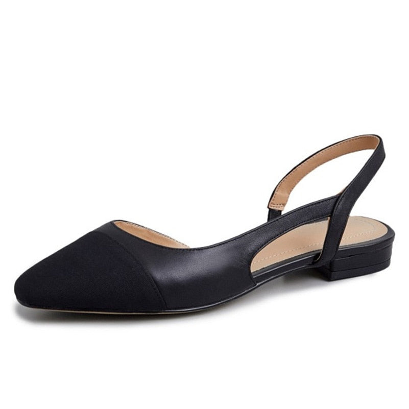 xakxx Low Heels Real Leather Slingbacks Shoes Women Square Toe Pumps Thick Heel Shoes Brand Design Lady Footwear Size 40