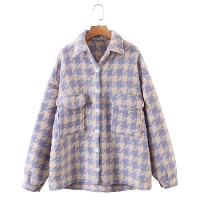 xakxx Plaid Jacket Women Coat Autumn Winter Vintage Stylish Pockets Oversized Jacket Female Coat Casual Warm Chic Tops