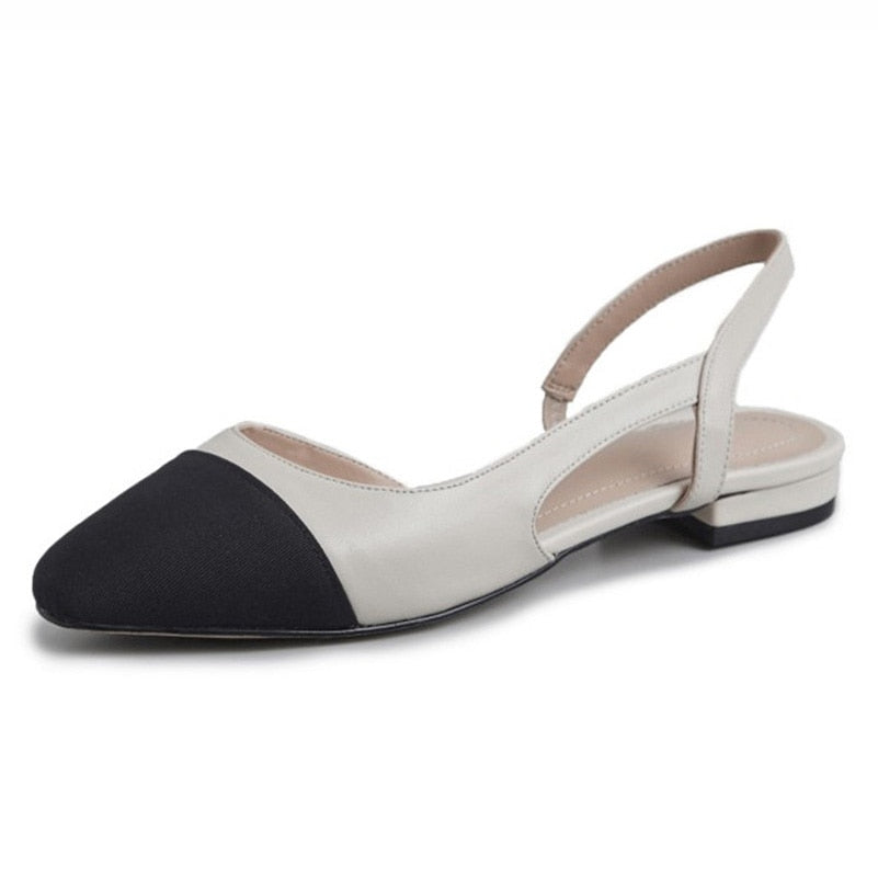 xakxx Low Heels Real Leather Slingbacks Shoes Women Square Toe Pumps Thick Heel Shoes Brand Design Lady Footwear Size 40
