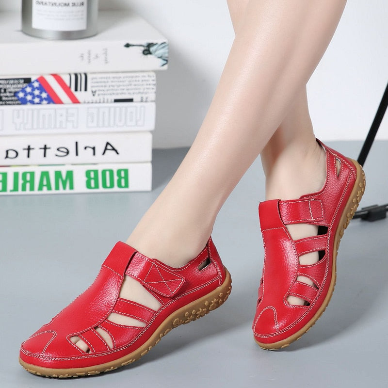 xakxx  Women Sandals Summer Ladies Girls Comfortable Ankle Hollow Round Toe Sandals Woman Soft Beach Sole Female Shoes Plus Size