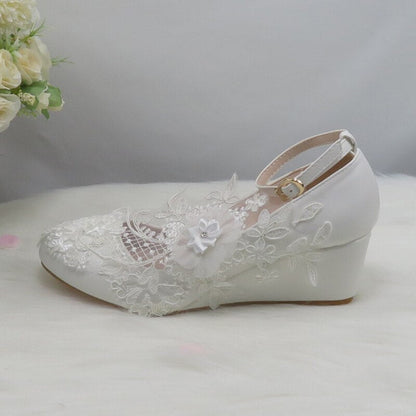 xakxx  White Flower Pumps New arrival womens wedding shoes Bride High heels platform shoes for woman ladies party dress shoes