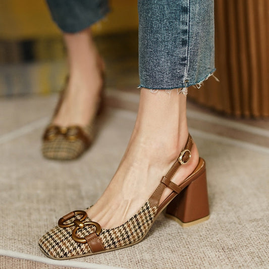 xakxx High Heel Sandals For Women Summer Ladies Pumps Square Toe Buckle Heels Female Sandals Mixed Colors Party Wedding Shoes