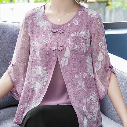 xakxx Women Spring Summer Style Chiffon Blouses Shirts Lady Casual Half Sleeve O-Neck Chiffon Blusas Tops ZZ0850