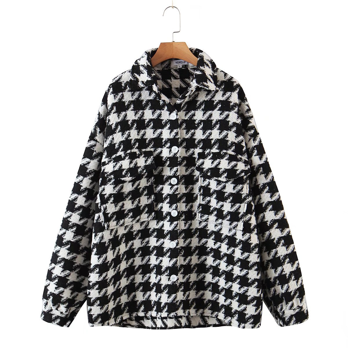 xakxx Plaid Jacket Women Coat Autumn Winter Vintage Stylish Pockets Oversized Jacket Female Coat Casual Warm Chic Tops