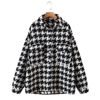 xakxx Plaid Jacket Women Coat Autumn Winter Vintage Stylish Pockets Oversized Jacket Female Coat Casual Warm Chic Tops