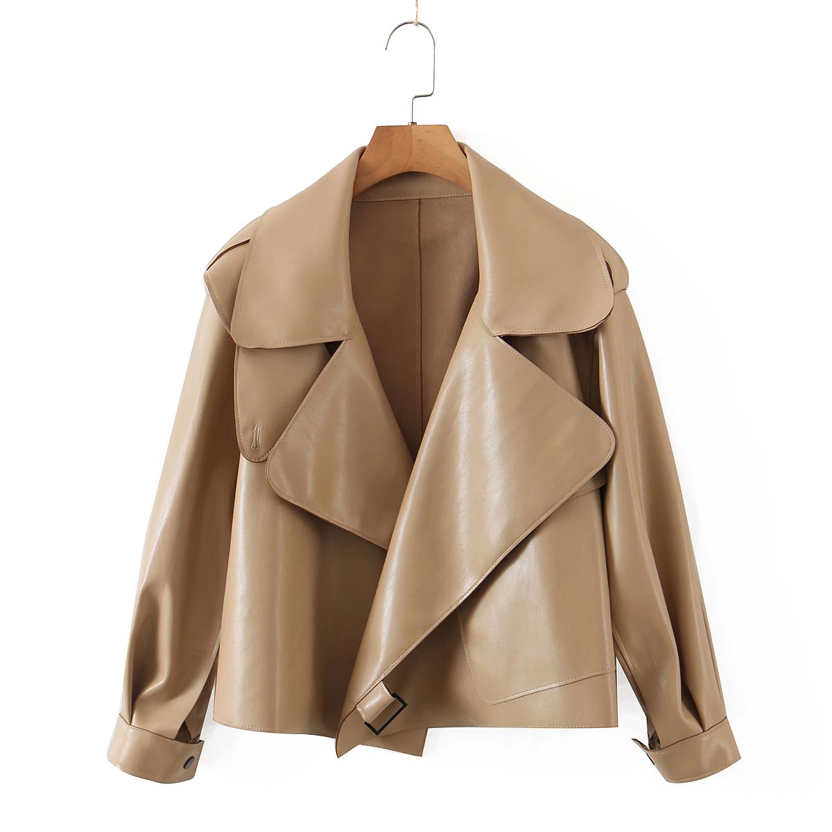 xakxx Short Loose Pu Leather Jacket Autumn Winter Soft Faux Leather Jacket Street Casual Outwear Ladies Biker Jacket